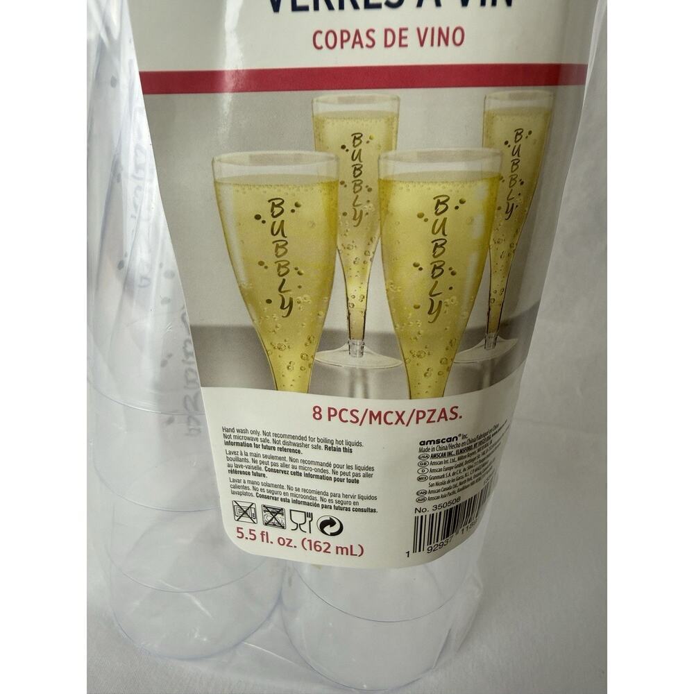 8-Pack Disposable Plastic Champagne Flutes 5.5 oz Party Cups - Picture 2 of 6